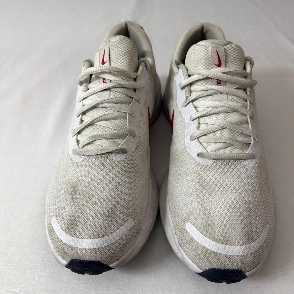 Nike Revolution 7 White University Red Size 10.5 Men FB2207-101 Gym CrossFit Run